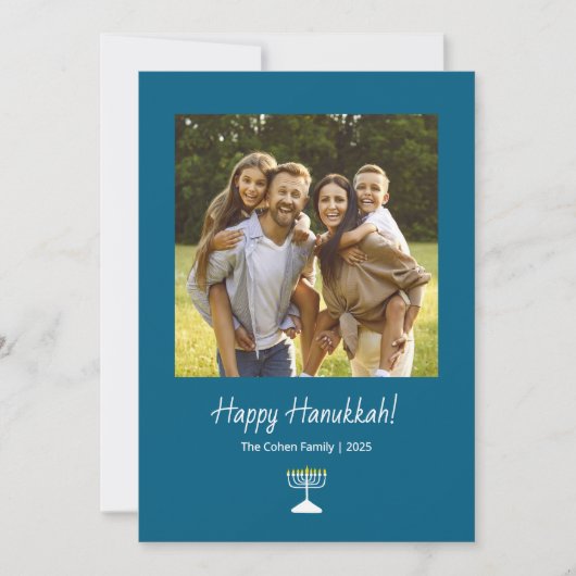 ファミモダンリー写真シンプル(ユダヤ教)メノラーハヌカー シーズンカード (正面)