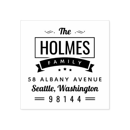 ファミモダンリ素朴バッジ差出人住所スタンプ ラバースタンプ (インプリント)