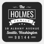 ファミモダンリ素朴バッジ差出人住所ラベル スクエアシール (正面)