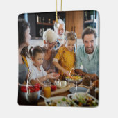 ファミユニークモダンリ写真ハートスクリプトタイポグラフィ セラミックオーナメント (左)