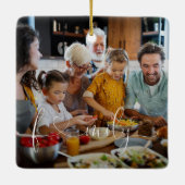 ファミユニークモダンリ写真ハートスクリプトタイポグラフィ セラミックオーナメント (裏面)