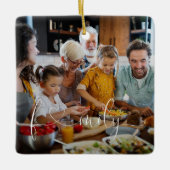 ファミユニークモダンリ写真ハートスクリプトタイポグラフィ セラミックオーナメント (正面)