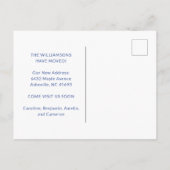 ファミリおもしろい引用文私たちは新しいアドレス青を移動 ポストカード (裏面)