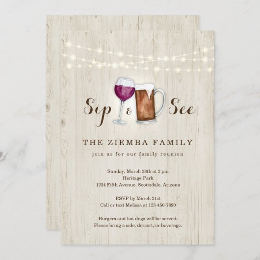 ファミリおもしろい懇親会招待状 招待状 (正面/裏面)