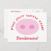 ファミリおもしろい懇親会BBQ招待状 インビテーションポストカード (正面/裏面)