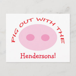 ファミリおもしろい懇親会BBQ招待状 インビテーションポストカード