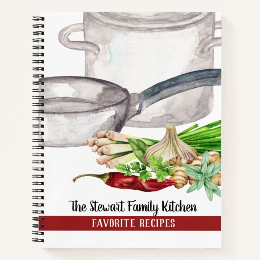 ファミリお気に入りのーウォーターカラーハーブ&スパイスレシピ  ノートブック (正面)