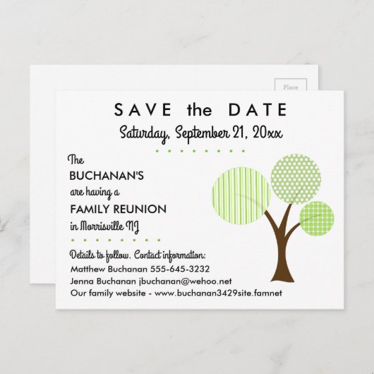 ファミリお洒落ツリー懇親会日付の保存 案内ポストカード (正面/裏面)