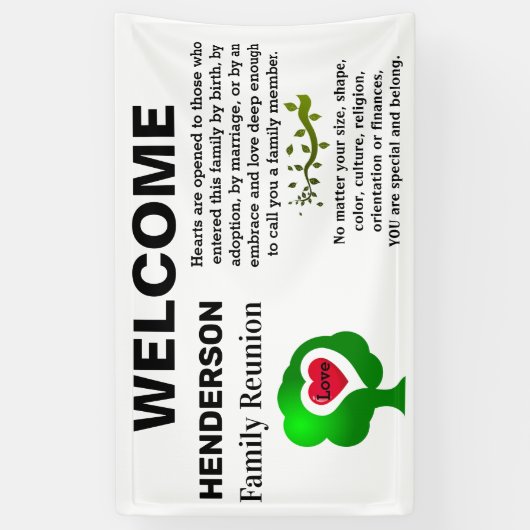 ファミリの懇親会-家族を愛している-カスタマイズ可能 横断幕 (縦)