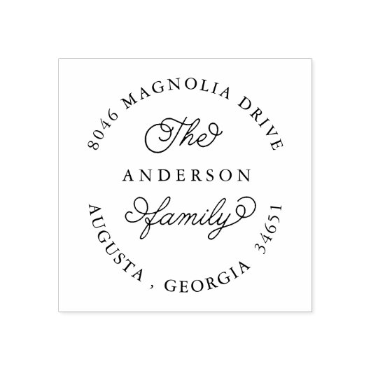 ファミリの新しい住所のラウンド差出人住所スタンプ ラバースタンプ (インプリント)