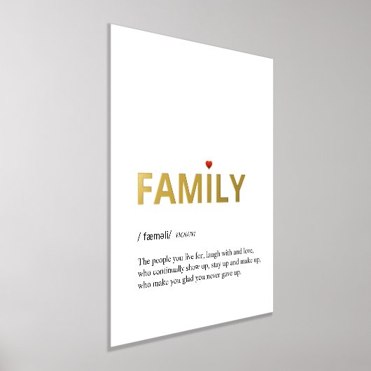 ファミリの白ミニマル金ゴールドの定義 箔ポスター (レイダウン)