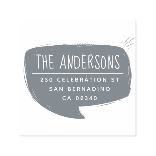 ファミリはっきりした名と差出人住所音声バブル セルフインキングスタンプ (デザイン)