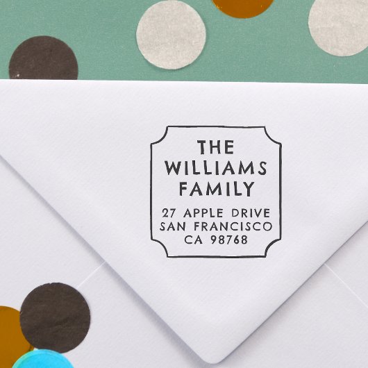 ファミリはっきりした名と手書きフレーム差出人住所 セルフインキングスタンプ