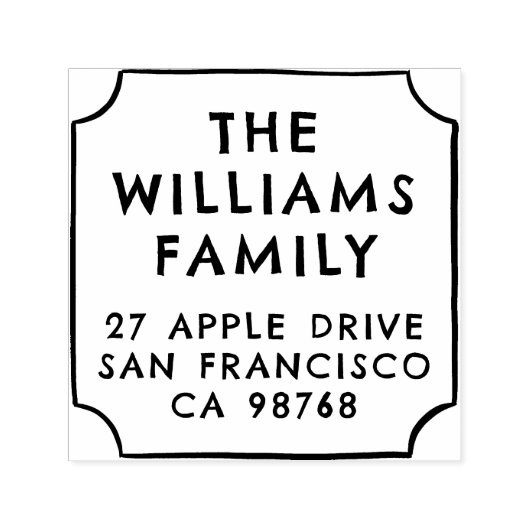 ファミリはっきりした名と手書きフレーム差出人住所 セルフインキングスタンプ (デザイン)