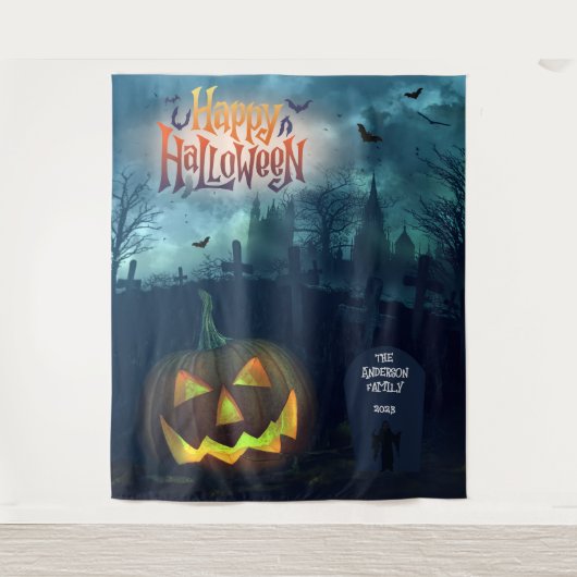 ファミリまたは会社のハローウィンパーティの背景 タペストリー (正面)