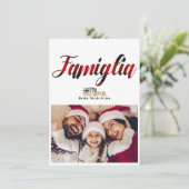 ファミリアプレイド金ゴールドクリスマスホリデーフォトカード 招待状 (スタンド正面)