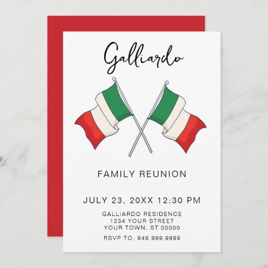 ファミリイタリアン懇親会パーティの招待状 招待状 (正面/裏面)