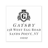 ファミリエレガント名のカスタムタイポグラフィとイニシャル セルフインキングスタンプ (デザイン)