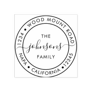 ファミリエレガント名スクリプト差出人住所 ラバースタンプ