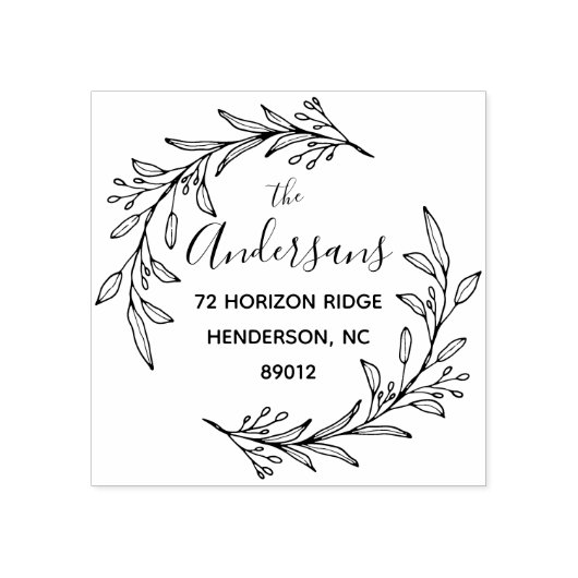 ファミリエレガント名フローラリース差出人住所 ラバースタンプ (インプリント)