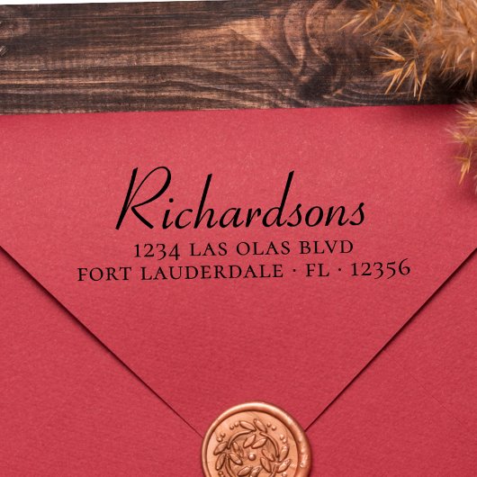 ファミリエレガント名字スクリプト差出人住所自己 – セルフインキングスタンプ