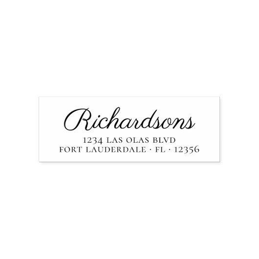 ファミリエレガント名字スクリプト差出人住所自己 –  セルフインキングスタンプ (デザイン)