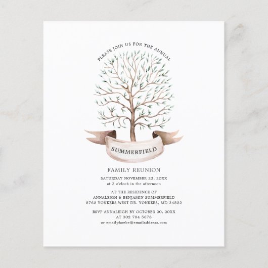 ファミリエレガント懇親会ウォーターカラーツリー招待状 (正面)