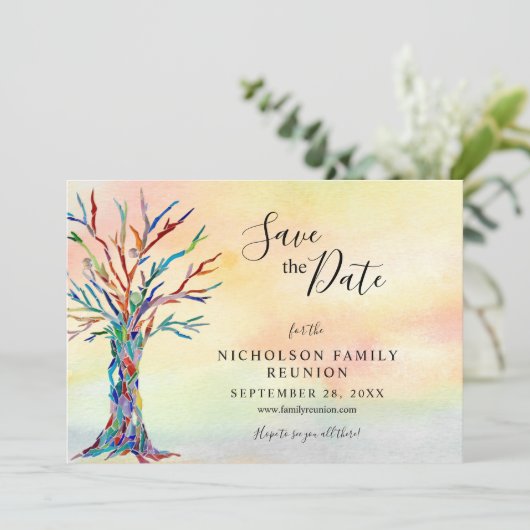 ファミリエレガント懇親会色のツリー日付の保存 セーブザデート (スタンド正面)