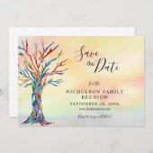 ファミリエレガント懇親会色のツリー日付の保存 セーブザデート (正面/裏面)