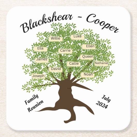 ファミリカスタマイズ懇親会紙コースターセット6 スクエアペーパーコースター (正面)