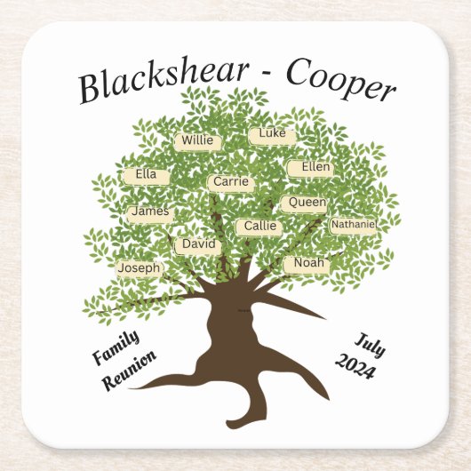 ファミリカスタマイズ懇親会紙コースターセット6 スクエアペーパーコースター (正面)