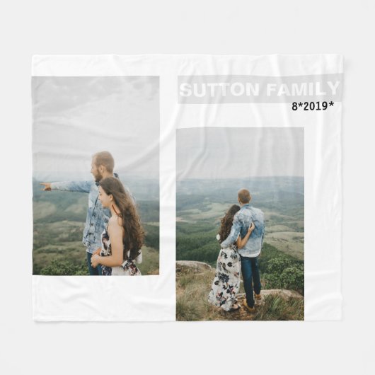 ファミリカスタムーコラージュフォトアルバムブランケット フリースブランケット (正面(横))