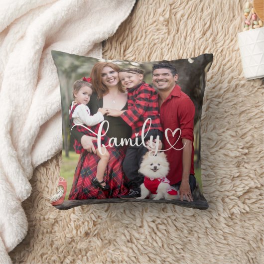 ファミリカスタムースクリプトオーバーレイ付き写真 クッション (ブランケット)