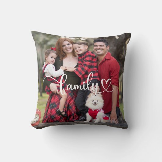 ファミリカスタムースクリプトオーバーレイ付き写真 クッション (正面)