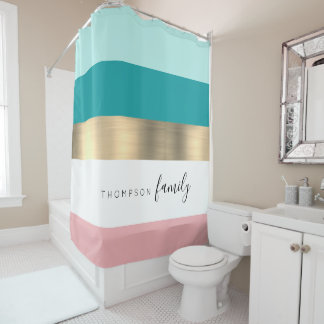 ファミリカスタムー名を取り除いたカラフル シャワーカーテン