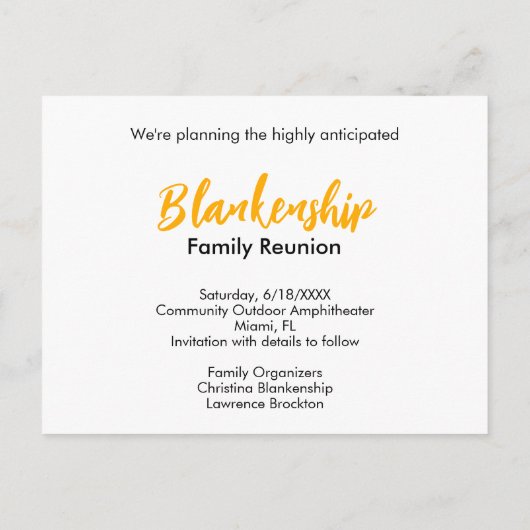 ファミリカスタム懇親会写真の保存日付 案内ポストカード (裏面)