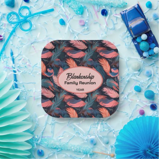 ファミリカラフル懇親会羽毛の背景紙 ペーパープレート