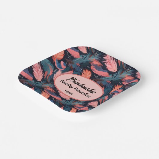 ファミリカラフル懇親会羽毛の背景紙 ペーパープレート (傾斜あり)