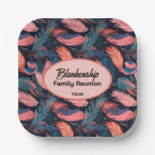 ファミリカラフル懇親会羽毛の背景紙 ペーパープレート (正面)