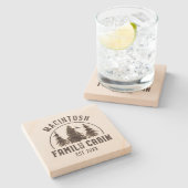 ファミリキャビン素朴ツリーファミリ名 ストーンコースター (横)