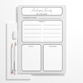 ファミリシンプル名を一覧表示する毎日のプランナー ノートパッド