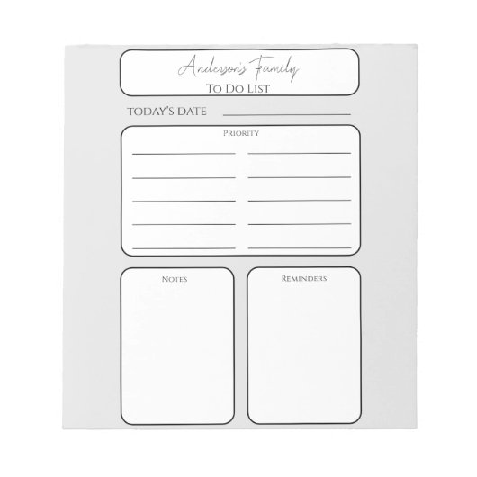 ファミリシンプル名を一覧表示する毎日のプランナー ノートパッド (正面)