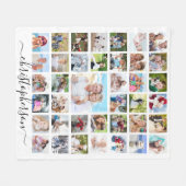 ファミリスクリプト名39フォトコラージホワイト フリースブランケット (正面(横))