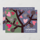 ファミリツパーソナライズされたリー&ハートファミリ懇親会 招待状 (正面/裏面)