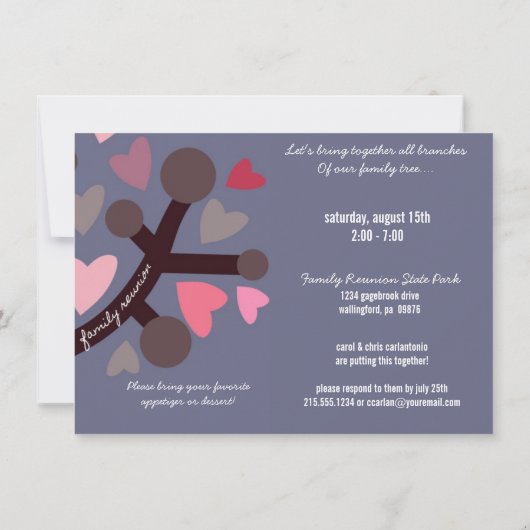 ファミリツパーソナライズされたリー&ハートファミリ懇親会 招待状 (裏面)