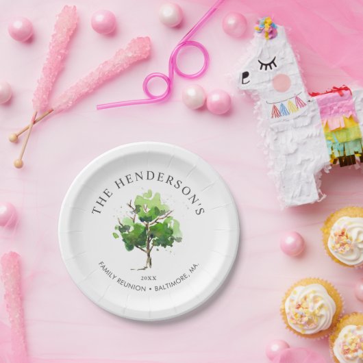 ファミリツリーを主題とする|ファミリ懇親会 ペーパープレート (パーティー)
