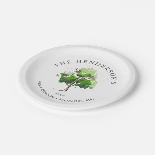 ファミリツリーを主題とする|ファミリ懇親会 ペーパープレート (アングル)