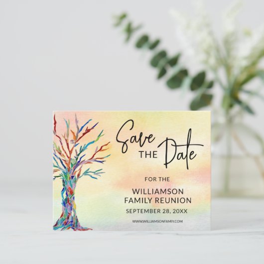 ファミリツリーファミリ懇親会保存日付 案内ポストカード (スタンド正面)