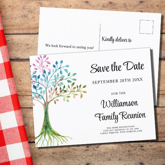 ファミリツリーファミリ懇親会保存日付 案内ポストカード