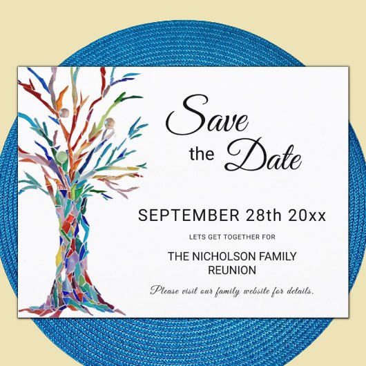 ファミリツリーファミリ懇親会保存日付 案内ポストカード